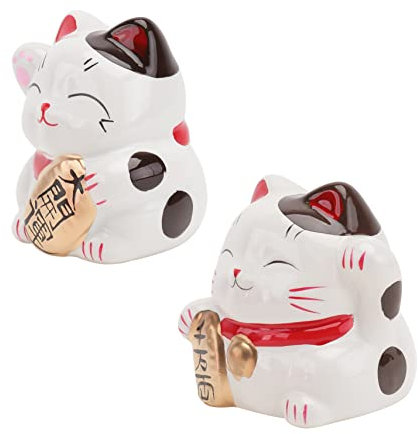 Cabilock 2St Glückliche Katze chinesisches Dekor Schreibtischaufsatz Auto zubehör Wohnkultur Vorratsdose Handwerkliches Dekor Japanischer Stil Sparschwein China schmücken