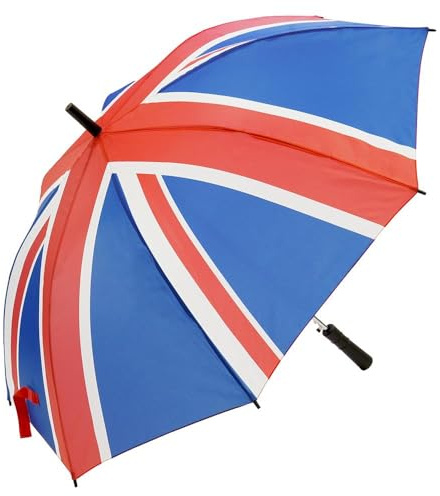 A2Z Ombrello da Golf Compatto Union Jack Antivento Resistente alle Intemperie Patriottico Inghilterra UK Bandiera Britannica Ombrelli Souvenir Donne Uomini Bastone da Passeggio da Viaggio 23 59cm