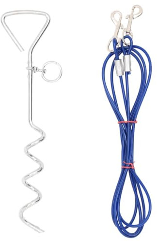 vidaXL Cable de Amarre para Perros con estaca de Tierra 5 m, Amarre para Perros con estaca, Correa para Perros con estaca, Correa para Perros