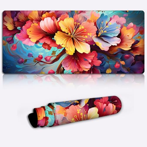 CHTXD Tappetino per mouse con fiore di melo, tappetino per mouse da gioco (60 x 35 x 0,3 cm, tappetino per mouse esteso, resistente all'acqua