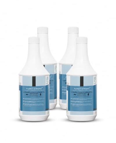 Planet Strong® – 4x1L Flächendesinfektionsmittel Konzentrat | Für Küche, Bad & Oberflächen | Alkoholfrei & basisch | Wirksam gegen Bakterien, Viren, Pilze, Schimmel & Gerüche | Made in Germany
