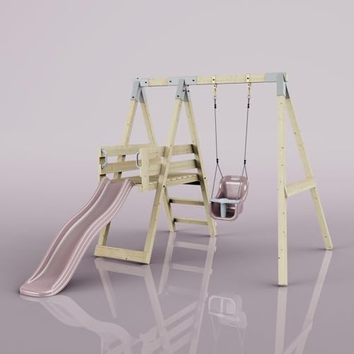 PolarPlay Schaukel Rotfuchs aus Holz in Rosa