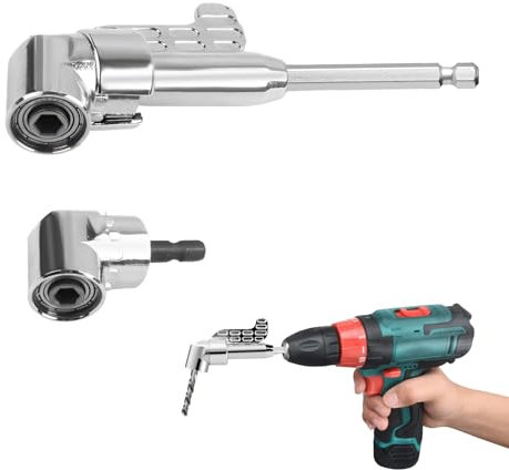 2PCS 90 Degree Right Angle Drill Adapter, 1/4 Right Angle Drill with Hex Shank Screwdriver