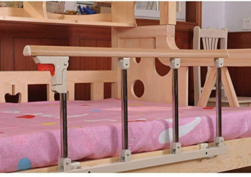 Bettgitter für Senioren, zusammenklappbarer Haltegriff für Seniorenbetten, rote Holzmaserung, Bettgitter aus Edelstahl, Schutzgitter für das Bett, Hilfsgitter für Erwachsene und Senioren