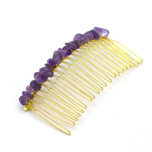Goldener Haarkamm mit Naturstein – Elegantes Haaraccessoire für Damen, Dekorativer Kamm in Goldoptik, Stilvoller Haarschmuck für Alltag, Events, Hochzeit und besondere Anlässe – Ideal als Geschenkidee