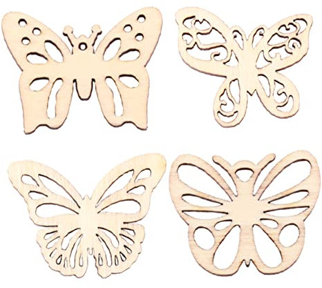 TEHAUX 100stücke Holzscheiben Für Kreative Bastelprojekte Natürliche Umweltfreundliche Holzverzierungen Schmetterlingsform Für Hochzeiten Partys Und Scrapbooking