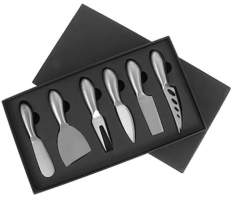 Amosfun Set De 6 Trancheuses à Fromage Coupe-beurre En Acier Inoxydable, Manches Creux Argentés, Outil Cuisine Polyvalent Pour Découpe Précise De Fromage Maison, Rangement Facile