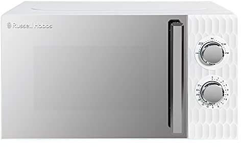 Russell Hobbs Honeycomb RHMM715 Microondas Manual Solo de 17 Litros y 700W en color blanco, con 5 Niveles de Potencia, Temporizador Integrado y Función de Descongelado.