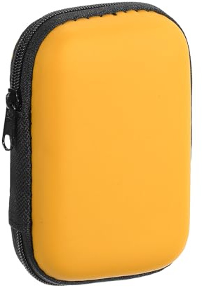 sourcing map Earbuds Cases, Wired Earphone Case Holder, EVA Ear Buds Case Zipper Organizer Small with Mesh Pocket for USB Cable, Earphones, Yellow