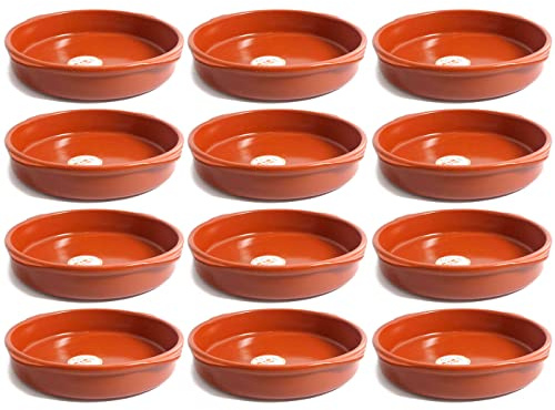 Acan Tradineur - Pack de 12 Cazuelas Redonda de Barro - Apta para vitro y Horno - Ideal para guisos y asados caseros - Ø 40 cm.