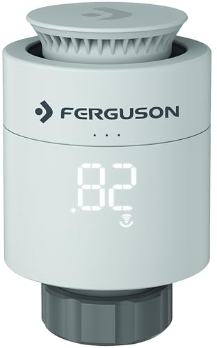 Ferguson FS2TRV Smart Thermostatkopf ZigBee – Heizkörperthermostat programmierbar mit App Steuerung, Funkthermostat für Smart Home Set kompatibel mit Home Connect System