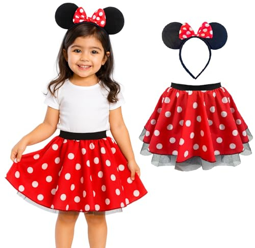 ISP Inspired Costumes Child Minnie Mouse Costume World Book day Fancy Dress Skirt Headband (4-8yrs)