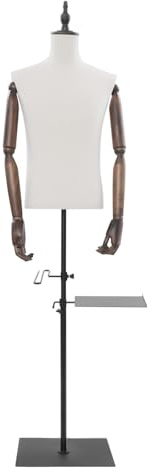 SABUIDDS Schaufensterpuppe Männlich Schneiderpuppe Mann mit Hosenständer und Schuhständer Kleiderpuppe Mannequin für Bekleidungsgeschäfte Schneidereien & Messestände, Höhe: 70-130cm, Schwarz Basis