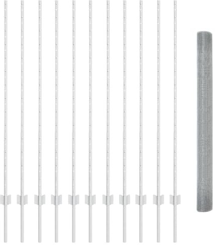 vidaXL Stängsel med stolpe Silver 1,4 x 25 m Stål, Justerbar utomhusavskiljare, modern trädgårdsgrind, hållbar avdelare, mångsidig privacypartition för bakgårdar