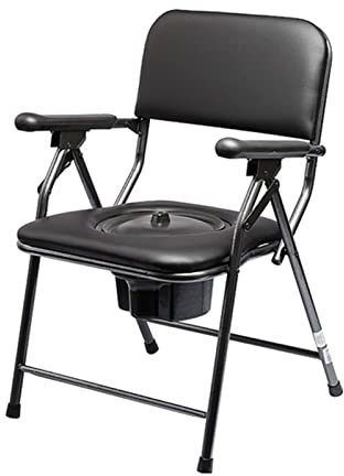 Sedia da toilette pieghevole portatile con bidet integrato, sedia da doccia per anziani e disabili, braccioli e schienale, comodino, per una facile mobilità e comfort