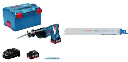 Bosch Professional 18V System Akku Säbelsäge GSA 18 V-LI + 2X PRO Medium-Thick Metal S1137BEF Precise Reciprocating Saw Blade (Metal Pipes & Profiles, Non-Ferrous Metals, 225 mm)