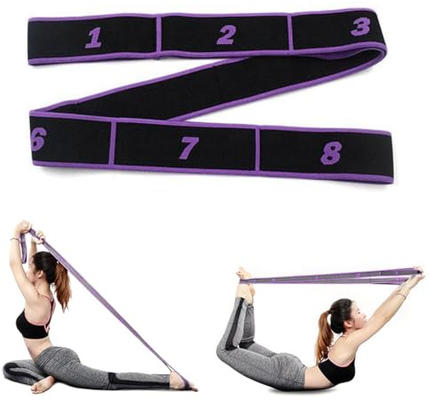 Sangle de Yoga, Band D'étirement de Yoga avec 8 Boucles, Band Elastique Sport, Yoga Stretch Bandes, Jambes Ceinture D'étirement des Ligaments, Sangle de Yoga Elastique pour Yoga, Fitness, Pilates