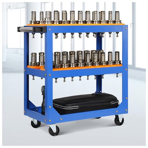 NQNFWCRJ Carrello Porta Utensili CNC con capacità di 40 Utensili Montaggio a Scatto Rinforzo con Piastra Triangolare Maniglia Integrata Ruote Girevoli Mobili