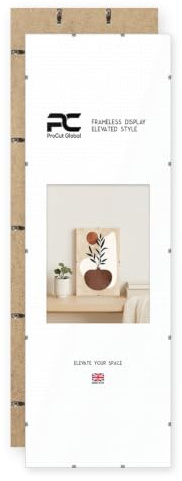 Procut Global 98x33cm Frameless Clip Picture Frames For Photos | Shatter-Resistant Perspex Front With MDF Backing & Metal Clips For Wall Art Display Of Posters, Prints, Document & Home Decor