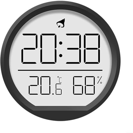Fauhapyway Reloj de pared digital, monitor de temperatura y humedad, reloj despertador digital LED multifunción para oficina en casa (negro)