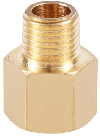 Brass Pipe Fitting Adapter, 1 4 Inch NPT Male x 3 8 Inch NPT Female Threaded Hex Nipple Connector Pipe Extension Fittings Accessories for Garden Hose Shower Head Plumbing Gas Hydraulic Systems