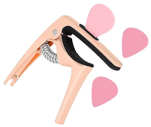 minkissy Kapodaster Gitarre und Akustikgitarre Drehcapo aus Metall Einstellbare Spannung Kompatibel mit Verschiedenen Gitarren Inklusive Gitarrenplektren Praktisches Gitarrenzubehör