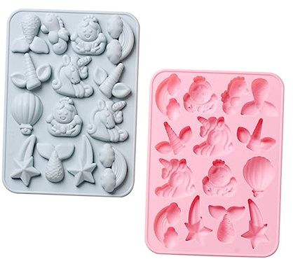 UTHCLO 2pcs Silicone Unicorn Mermaid Tail Mold for Baking Fondant and Biscuits Mould for Cake Moulds and Party Decorations