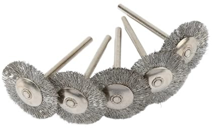 Jingyingtt 5 cepillos de rueda de alambre de acero inoxidable/cobre de 25 mm for accesorios Dremel, cepillo de pulido for mini taladros, amoladoras y herramientas rotativas.(Silver2.35 * 25)