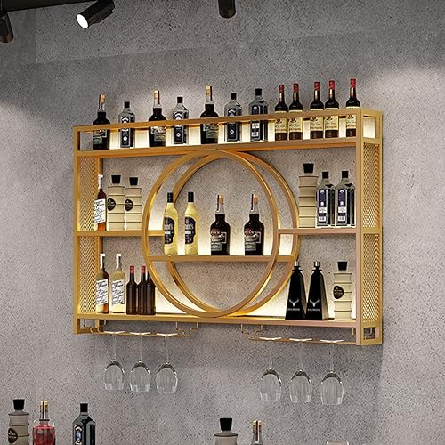 Botellero vertical montado en la pared para botellas de vino y estante de vidrio, elegante almacenamiento de vino para el hogar, bar, exhibición de vinoteca, perfecto para sala de estar y decoración