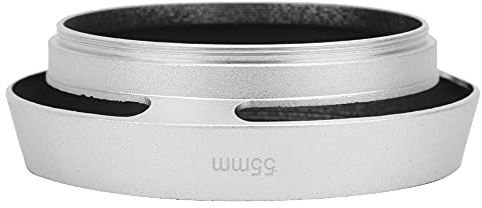 KIMISS Paraluce Smussato Paraluce per Fotocamera Universale in Lega di Alluminio Portatile Finitura Cava Opaca Argento Accessorio Fotografico Professionale per Fotocamere DSLR (55 mm)