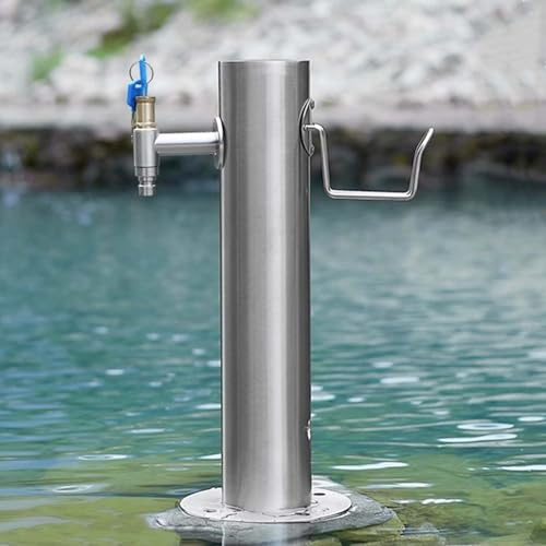 Fontaine de jardin verticale en acier inoxydable avec robinet – Décoration extérieure élégante pour patio, cour et jardin – Fontaine d'eau indépendante pour des paysages élégants