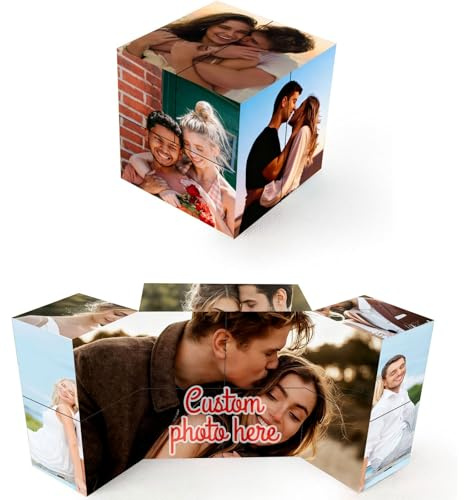 Personalisierter Fotowürfel 3D drehbare Cube mit 9 Bildern, Zauberwürfel Personalisiert, personalisiertes Geschenk für Familie, Freunde, Geburtstage, Weihnachten, Hochzeiten, Valentinstag