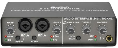 Luocute USB Interface, 2 Channel XLR TRS Phantom Power Sound Card with 24Bit 192KHz for Recording, Computer Recording Interfaces, Streaming and Podcasting