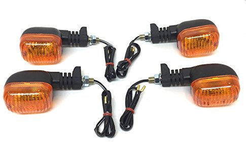 Streetparts24 Blinker Set 4 Stück E-Geprüft passend für Aprilia Yamaha Kawasaki Motorrad, Roller, Scooter, Quad, ATV – Vorne & Hinten, Links & Rechts – Universell, Schwarzgehäuse