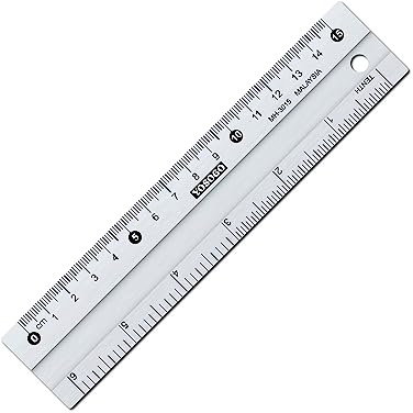 Yosogo 6 Zoll / 15 cm Anti-Rutsch Aluminium Lineal - Packung mit 6