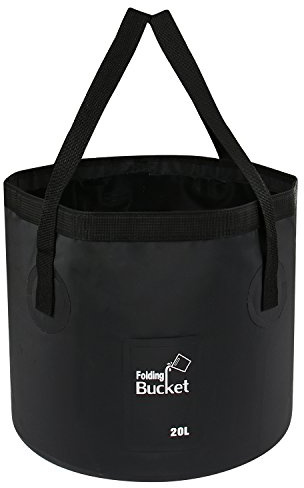 Folding Bucket - Foldable Camping Storage Container Collapsible Bucket 20L Portable Lightweight Pail for Camping Traveling Hiking Fishing Boating and Gardening (Black, 20L)