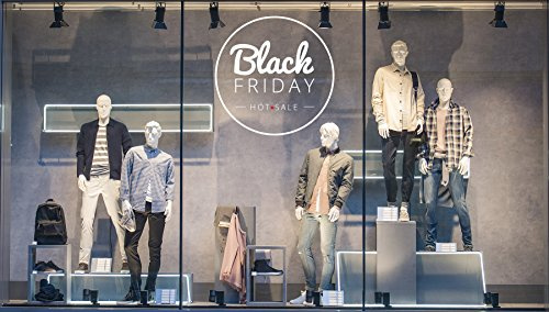 Vinilo Black Friday Escaparates Black Friday Blanco| 100 cm de largo x 100 cm de alto | Vinilo Adhesivo | Decora tu escaparate | Pegatinas Adhesivas Escaparate | Vinilos para negocios