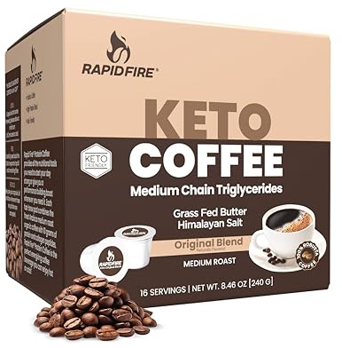 Rapid Fire Ketogenic High Performance Coffee Pods, Supports Energy and Metabolism, 16 Servings