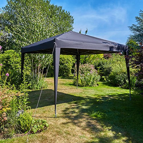 Home Source Easy Up Pop-Up Gazebo 3m x 3m - Black, Water-Resistant Aluminium Frame | 295W x 295D x 260H cm | Carry Bag Included