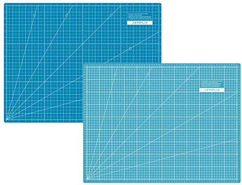 SEMPLIX Selbstheilende Schneidematte A0-A4 - Grün, Rosa, Grau, Türkis, Lila - Ideal fürs Basteln, Nähen & Patchworken - Beidseitig Bedruckt - Vorderseite cm Rückseite inch Bemaßung (Türkis-Petrol, A2)