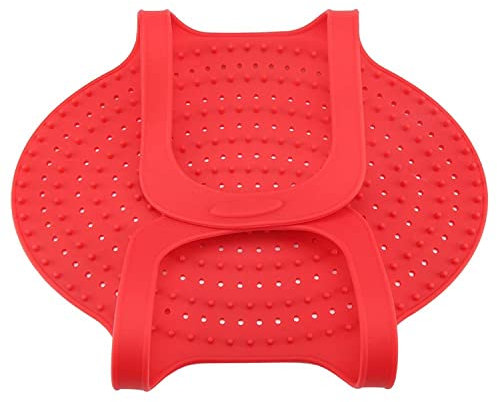 TOPINCN Turkey Lifter, Food Grade Silicone Reusable Heat Resistant Non Stick Chicken Turkey Meat Lifter Mat Baking Pan Kitchen Tool (Red)