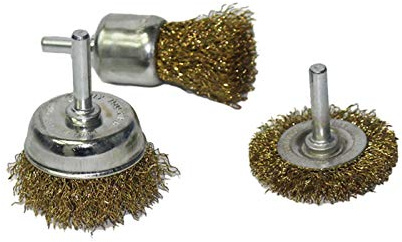 3 Pieces Brass Coated Wire Brush Wheel and Cup Brush Set with 6mm Shank,Coated Wire Drill Brush Set Perfect for Removal of Rust/Corrosion/Paint - Reduced Wire Breakage and Longer Life