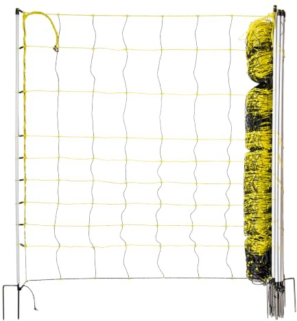 horizont Schafnetz horinetz 50 m lang, 120 cm hoch – Schafzaun mit 14 Pfählen Doppelspitze – elektrifizierbares Elektronetz, Weidezaun für Schafe und Ziegen, mobiler Elektrozaun