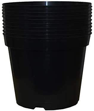 Muddy Hands Pack of 10 Black Plastic Plant Pots Outdoor Garden Round Nursery Herb Flower Planters (7.5 Litre)