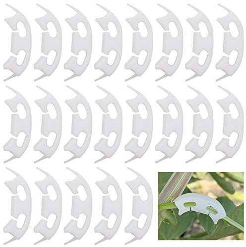 Pflanzenclips,RoadLoo 100 Pcs Ranken-Clips Kunststoff Pflanzenklammern Tomatenclips Weiß Rebe Clips Sicherung Unterstützt Stabile Klammern für Unterstützung Tomatenpflanzen Stamm Aufrecht Wachsen
