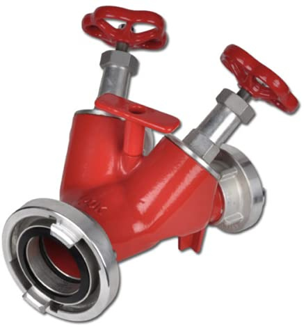 Verteiler Storz B-CC Feuerwehr Absperrung Ventil 2-fach Niederschraubventil ALU