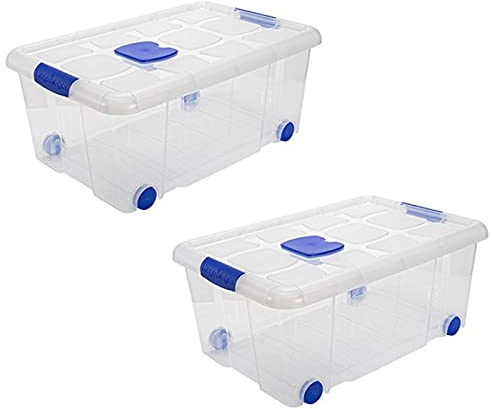 Acan Tradineur – Pack de 2 Cajas de Almacenamiento – Fabricado en plástico – Contenedor para almacenar Juguetes, Libros, Ropa, Mantas – N.º 3 – 25,7 x 58,5 x 39,5 cm – 36 L
