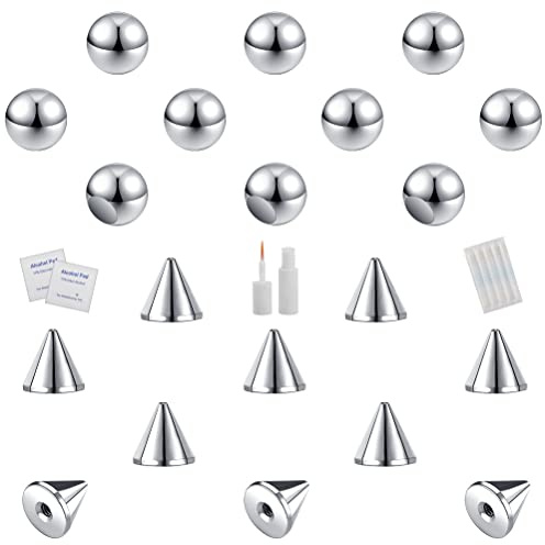 ZS 20pcs Fake Augenbrauen Lippenpiercing Kugel, Edelstahl Fake Helix Ohrringe Piercings, Paste Gesicht Dimple Nasenpiercing Körper Nicht Piercing (20Stk-3mm)