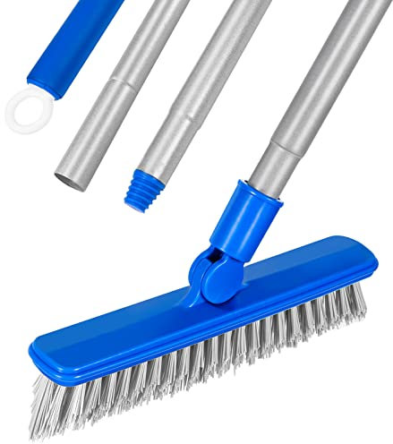 Lalafancy Grout Cleaner for Tile Floors, Tile Grout Brush with Long Handle V Shape Stiff Bristles 51'' Tile Grout Cleaner 160° Rotatable for Kitchen Shower Tub Floor Tiles Baseboards Corner Space