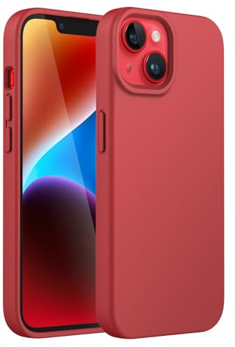 JETech Silicone Case for iPhone 14 6.1-Inch, Silky-Soft Touch Full-Body Protective Phone Case, Shockproof Cover with Microfiber Lining (Red)